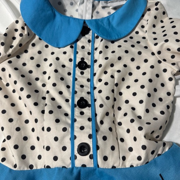 Sock Hop Poodle Skirt Dress Costume Blue and White with black Polkadots Sz 6X-8 - Picture 5 of 11